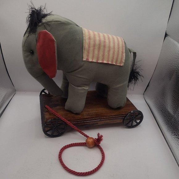 Toys Pull Along Elephant Plush Toy On A Cart Poshmark